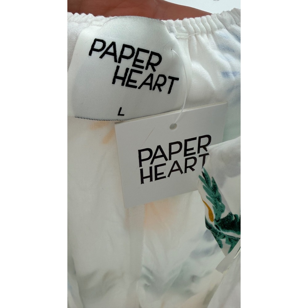 Anthropologie Paper Heart Coastal Maxi Dress Trees Tie Back Spaghetti Strap L - Picture 3 of 5